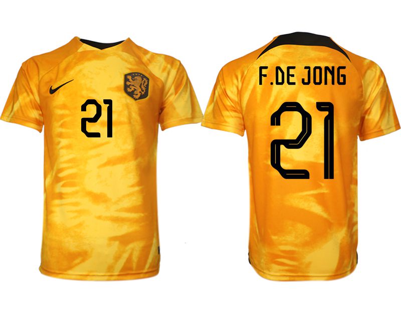 Cheap Men 2022 World Cup National Team Netherlands home aaa version yellow 21 Soccer Jersey